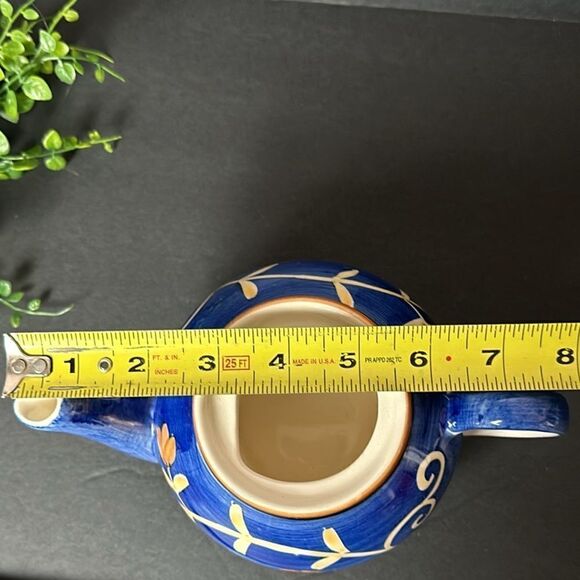 Herman Dodge & Son Ceramic Teapot Blue White Beige Floral Hand Painted - Picture 11 of 12